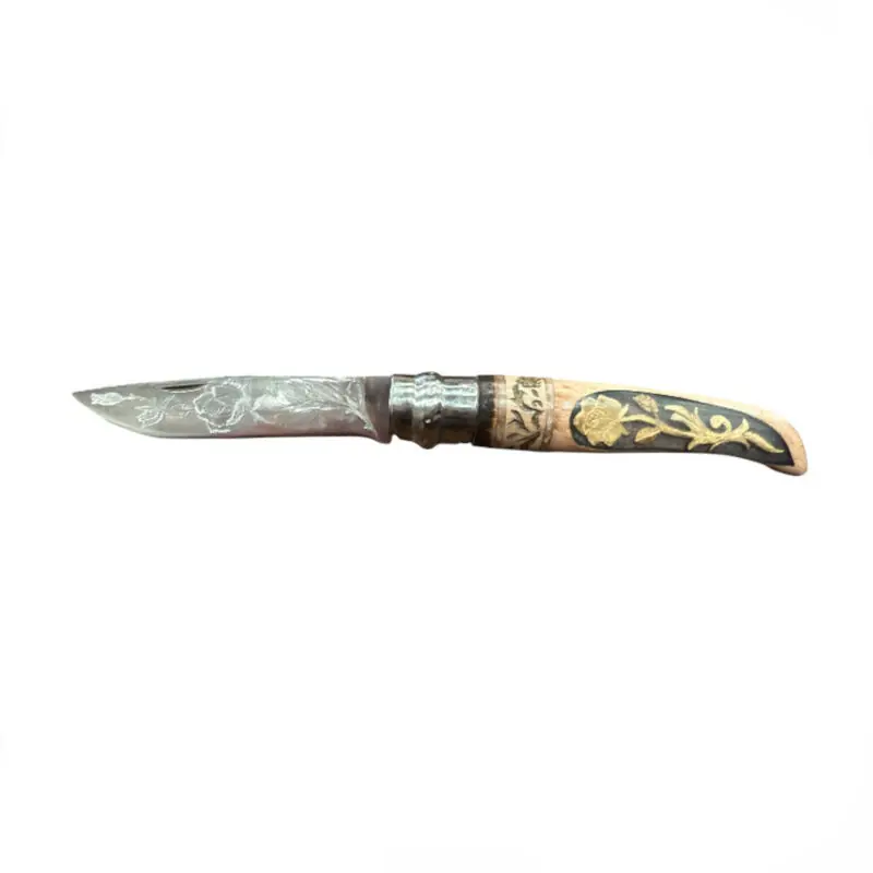 COLTELLO - OPINEL - N.8 INOX REALIZZATO A MANO CON ROSA