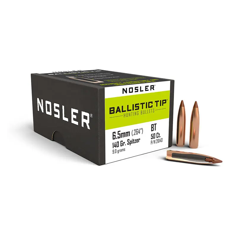 PALLE - NOSLER - BALLISTIC TIP 6.5mm Caliber (.264 ") Spitzer 140gr (9.0 grams) (50pz)