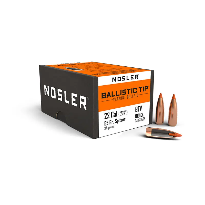 PALLE - NOSLER - BALLISTIC TIP 22 Cal (.224 ") BTV 55gr Spitzer (3.5 grams) (100pz)