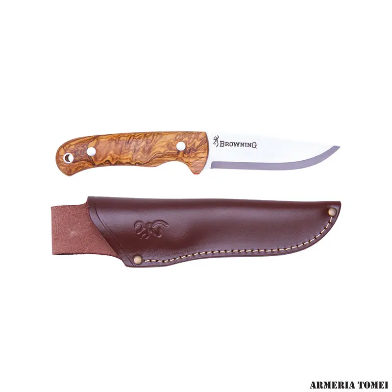 COLTELLO - BROWNING - BJORN FIXED OLIVE LEATHER SHEATH 10CM