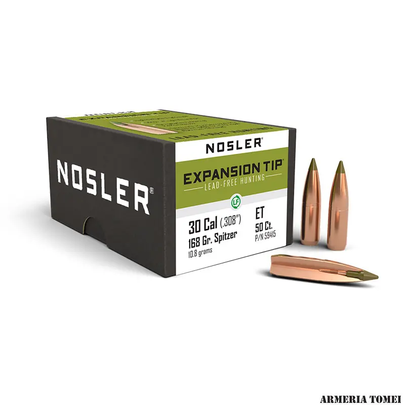 PALLE - NOSLER - EXPANSION TIP 30 caliber (.308 ") Spitzer 168gr (10.9 grams) (50pz) -59415