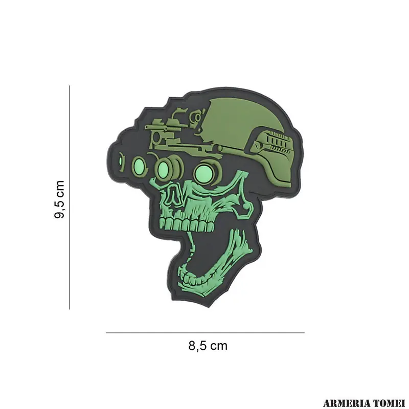 PATCH - 3D PVC NIGHT VISION SKULL VERDE 19043