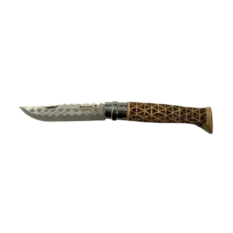 COLTELLO - OPINEL - N.8 INOX INTAGLIATO/PIROGRAFATO A MANO