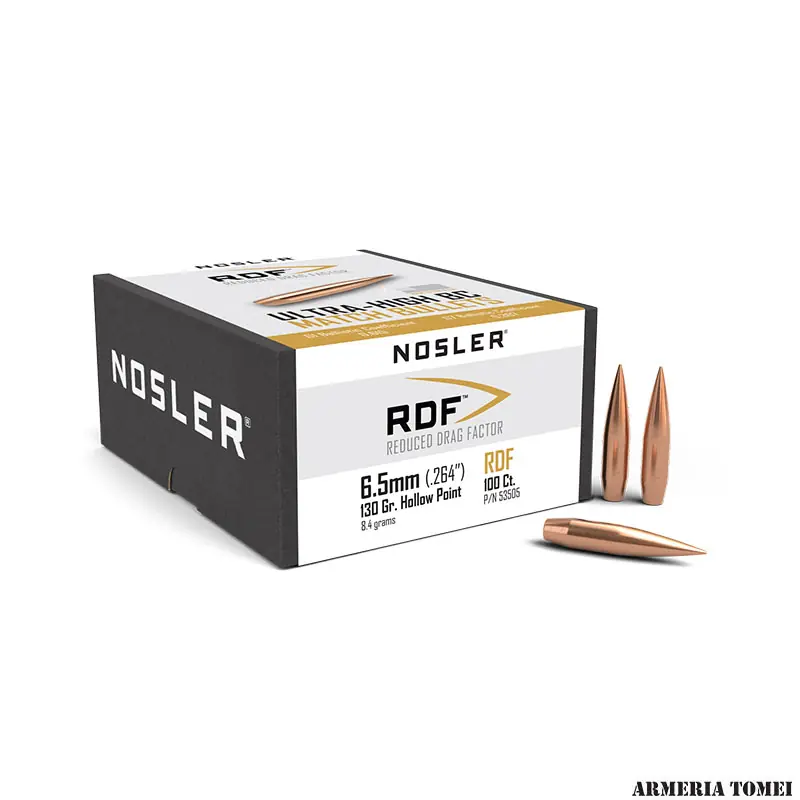 PALLE - NOSLER - RDF 6.5mm( .264 " ) 130gr (8.4grams) HPBT (100 PZ) -53505
