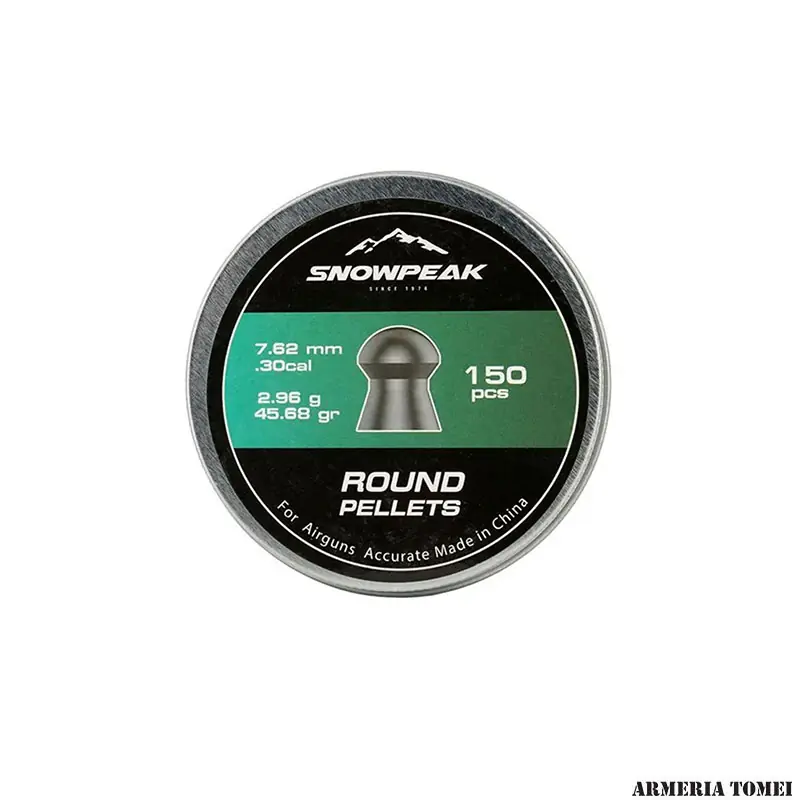 PALLINI ARIA COMPRESSA - SNOWPEAK - ROUND PELLETS 7.62mm .30 cal - 2.96g - 45.68gr (150pz)