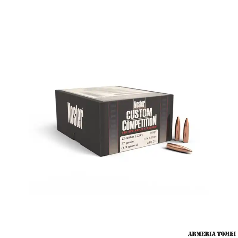 NOSLER - PALLE COMPETITION 22 CAL (.224 ") 77GR (5.0GR) HPBT -53064 (CONF. 250PZ)