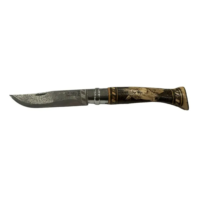 COLTELLO - OPINEL - N.10 INOX CAVALLO PIROGRAFATO REALIZZATO A MANO