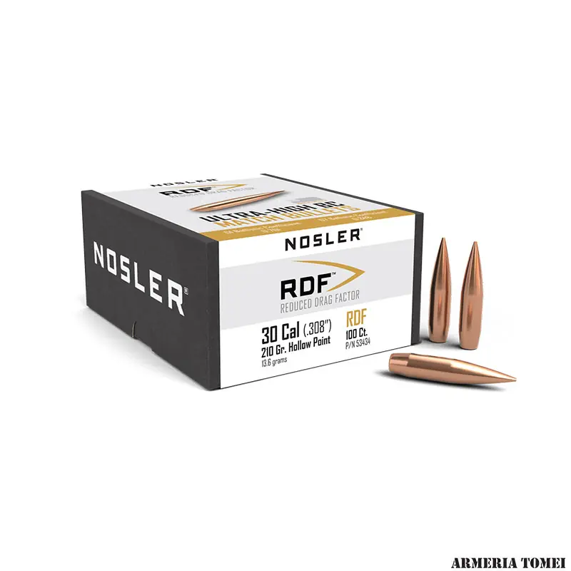 PALLE - NOSLER - 30 Cal (.308 ") RDF 210gr. - 13.6grams Hollow Point (100pz) -53434