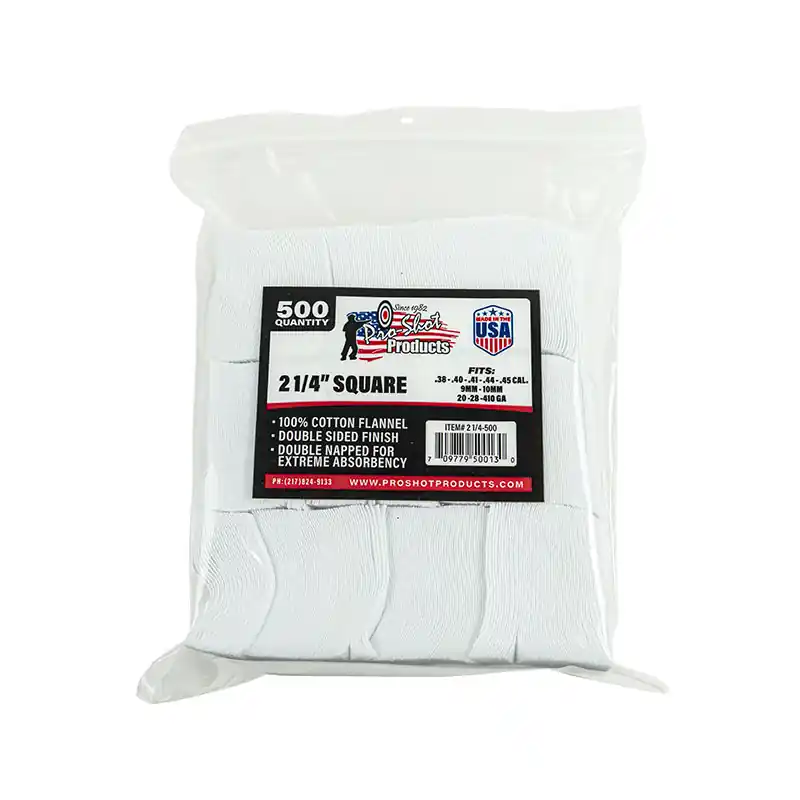 PRO-SHOT - COTTON FLANNEL PATCHES 2 1/4 " Square 500pz