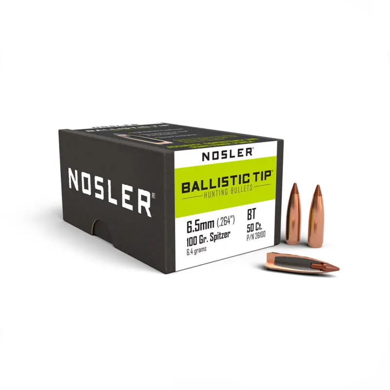 PALLE - NOSLER - CAL 6,5MM (.264 ") SPITZER 100GR BALLISTIC TIP HUNTING (50 PZ)