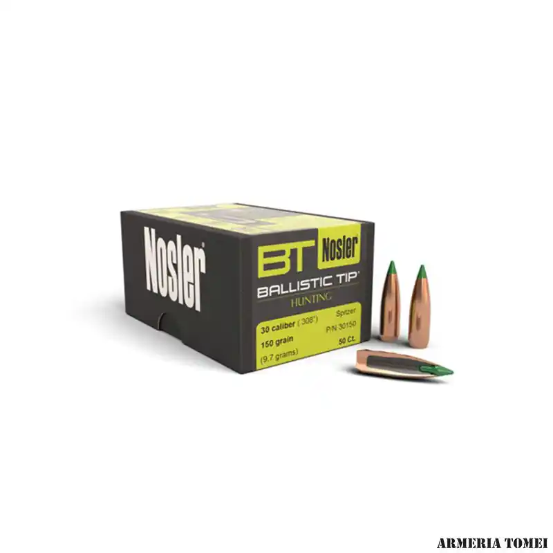 PALLE DA RICARICA - NOSLER - CAL .30 (.308 ") SPITZER 150GR BALLISTIC TIP HUNTING (50 PZ)
