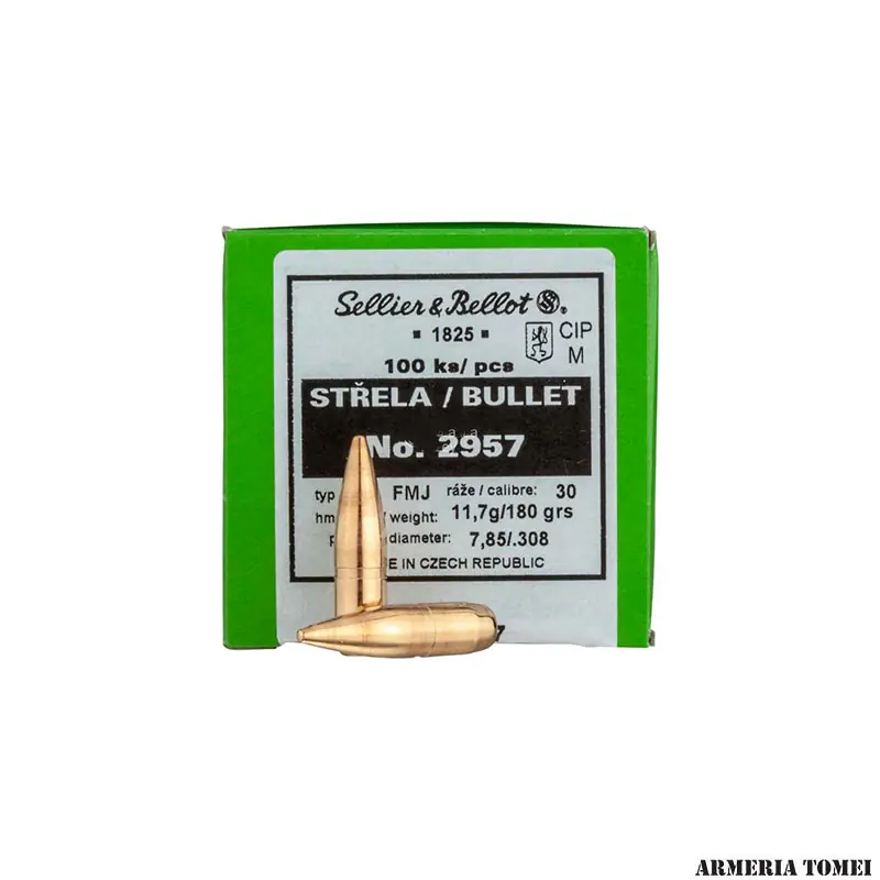 PALLE DA RICARICA - SELLIER & BELLOT - PALLE CAL. 30/308/30-06 FMJ 11,7G 180 GRS (100 PZ.) -2957
