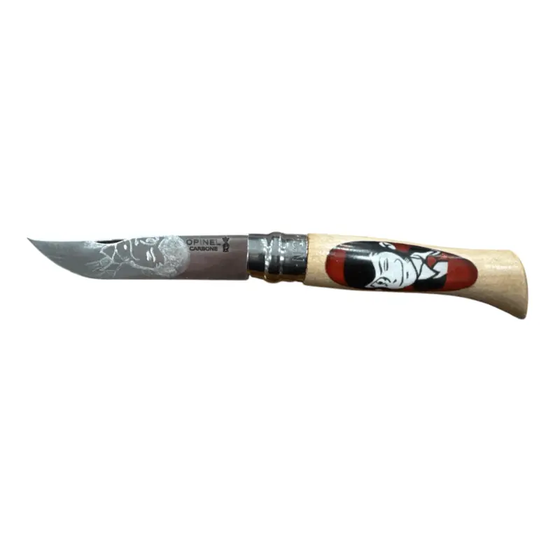 COLTELLO - OPINEL - N.9 CARBONE REALIZZATO A MANO CON LUPIN III