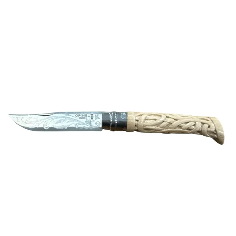 COLTELLO - OPINEL - N.10 INOX REALIZZATO A MANO INTRECCIO + INCISIONE
