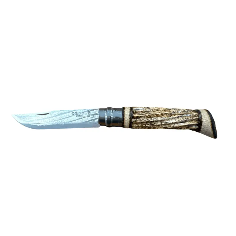COLTELLO - OPINEL - N.8 INOX INTAGLIATO A SPIRALE/PIROGRAFATO A MANO