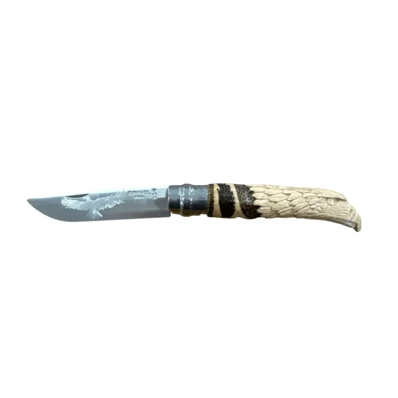 COLTELLO - OPINEL - N.9 INOX REALIZZATO A MANO (AQUILA INTAGLIATA)