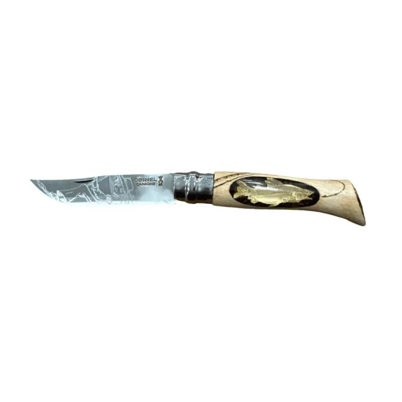 COLTELLO - OPINEL - N.9 CARBONE REALIZZATO A MANO CON SAMPEI E LUCCIO