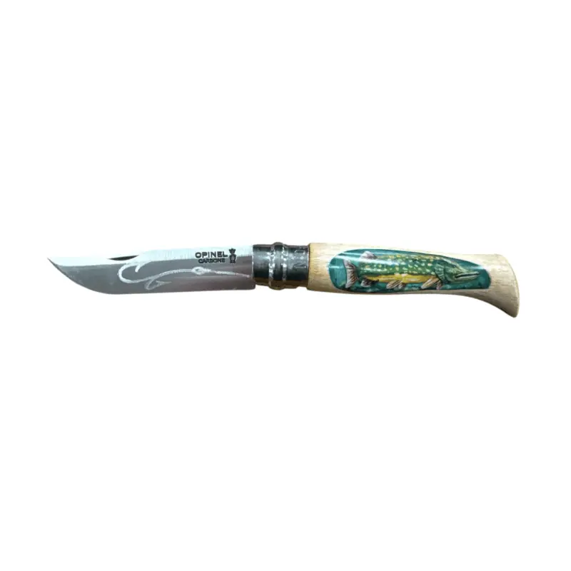 COLTELLO - OPINEL - N.9 CARBONE REALIZZATO A MANO CON LUCCIO