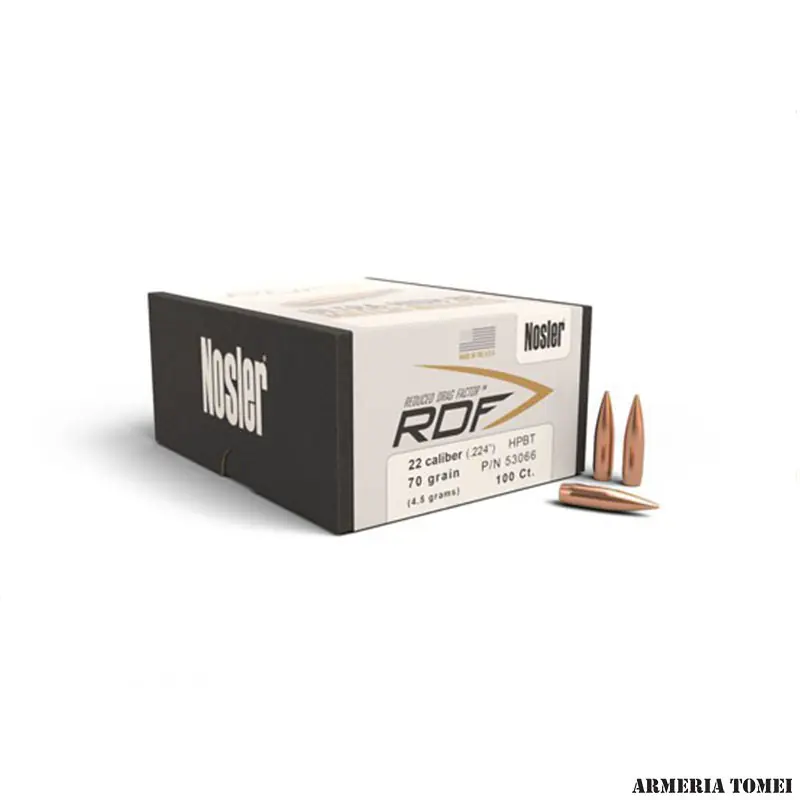 PALLE - NOSLER - RDF 22 Cal (.224 ") HPBT 70gr (4.5grams) (100pz)