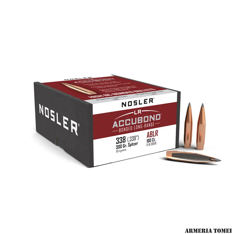 PALLE - NOSLER - LR ACCUBOND 338 (.338 ") ABLR 300gr Spitzer (19.4 grams) (100pz) -58518