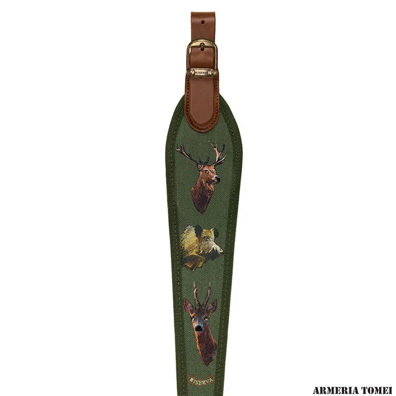 RISERVA - TRACOLLA PER CARABINA IN CORDURA E NEOPRENE CON CERVO, CINGHIALE E CAPRIOLO