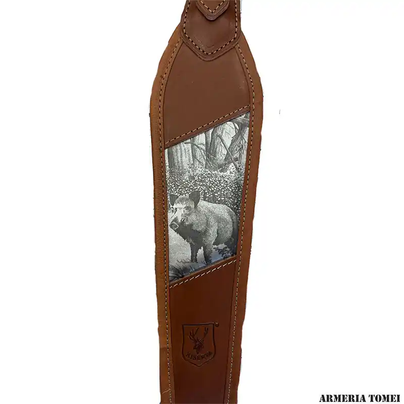 RISERVA - TRACOLLA CARABINA "CINGHIALE " PELLE CON EFFETTO CARBONIO