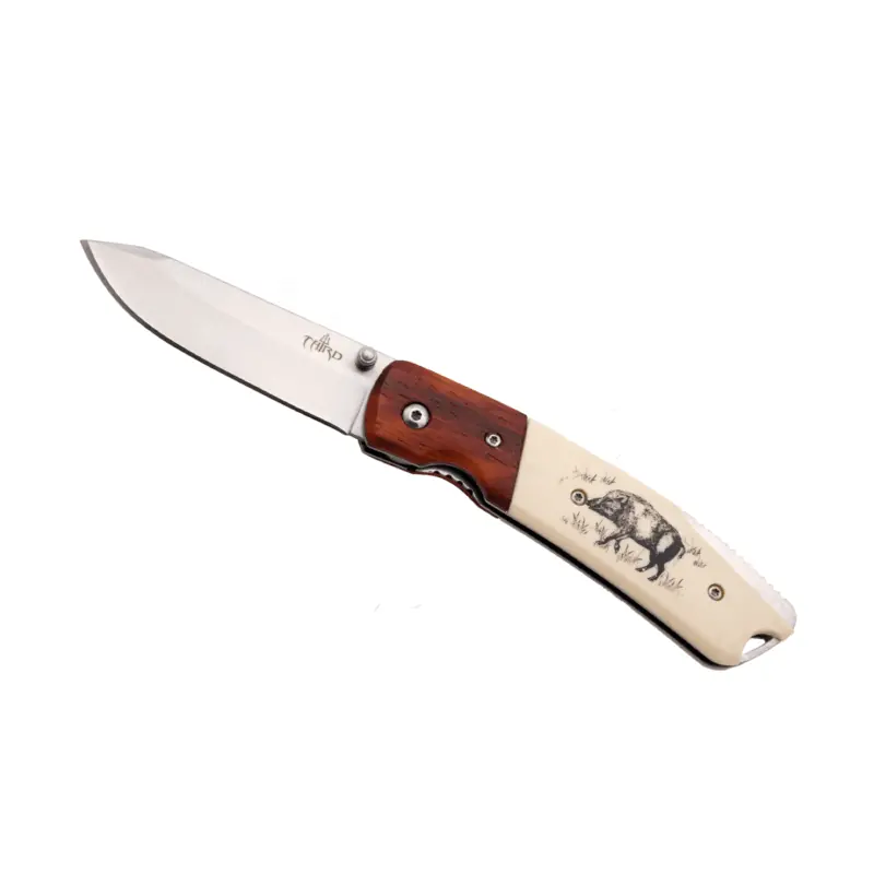 COLTELLO - THIRD - MANICO ABS CON DECORO CINGHIALE (LAMA ACCIAIO INOX 9,5cm)