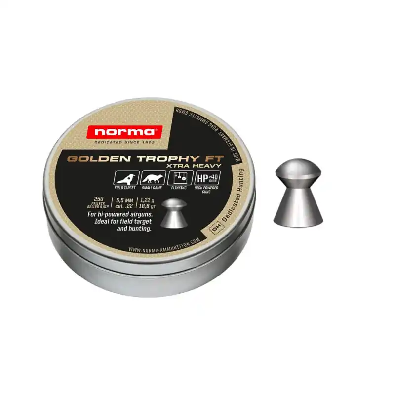 PALLINI ARIA COMPRESSA - NORMA - GOLDEN TROPHY FT XTRA HEAVY Cal. 5,5mm / .22 1,22g / 18,8gr 250pz
