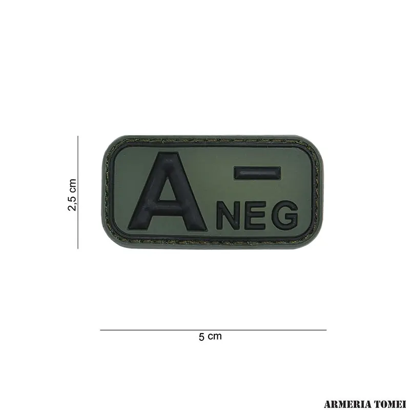 PATCH - 3D PVC 4 GRUPPO SANGUIGNO A- NEGATIVO VERDE 13036