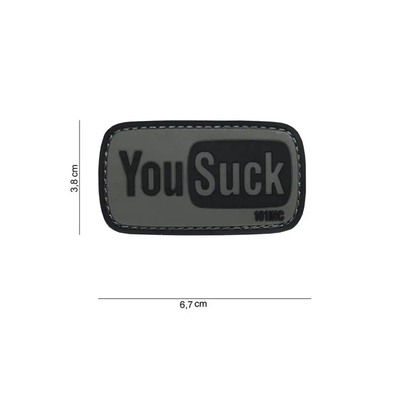PATCH - TOPPA 3D IN PVC YOU SUCK grigio/nero 14068
