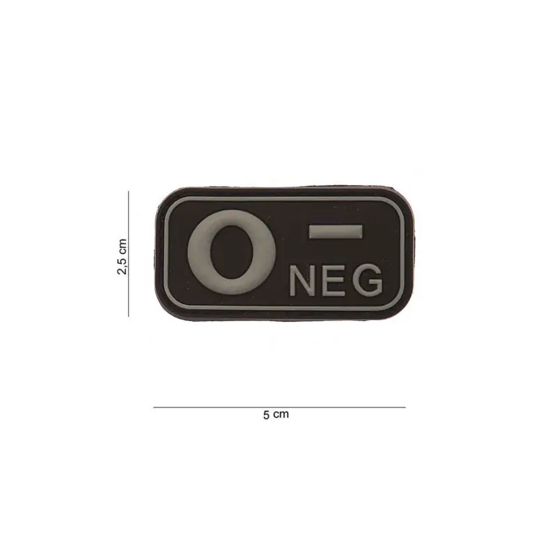 PATCH - TOPPA 3D IN PVC GRUPPO SANGUIGNO 0- negativo nera
