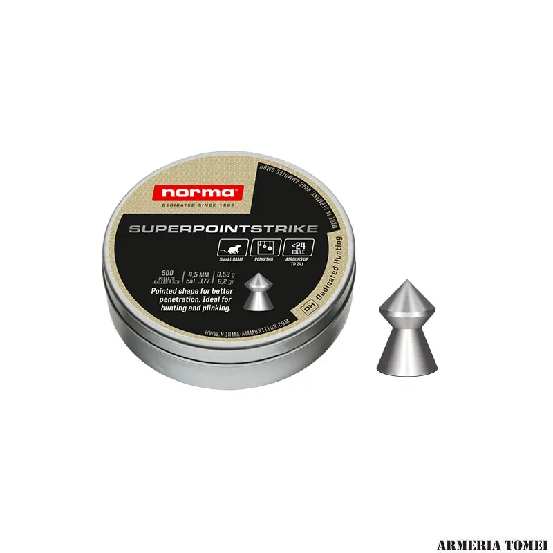 NORMA - SUPERPOINTSTRIKE 4,5MM (.177) <24JOULE 0,53g 8,2gr (500 PZ)