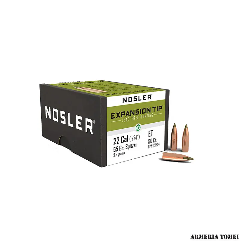 NOSLER - PALLE - E-TIP 22 CAL. (.224 ") SPITZER 55GR -59624 (CONF. 50 PZ.)