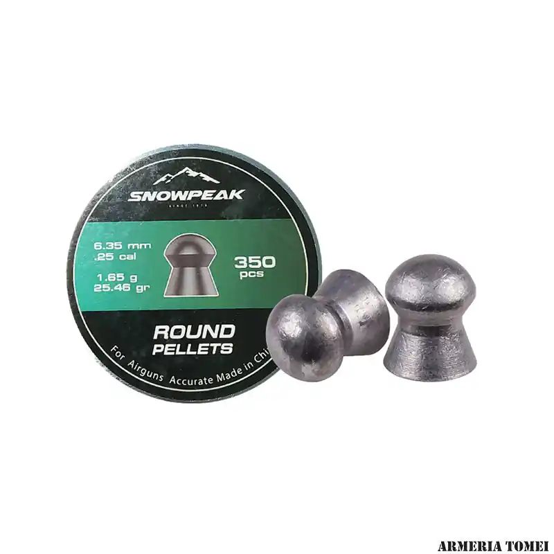 PALLINI ARIA COMPRESSA - SNOWPEAK - ROUND PELLETS 6.35mm .25 cal - 1.65g - 25.46gr (350pz)