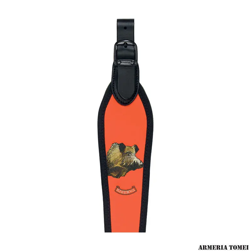 RISERVA - TRACOLLA PER CARABINA ARANCIO CON RICAMO "CINGHIALE " IN NYLON