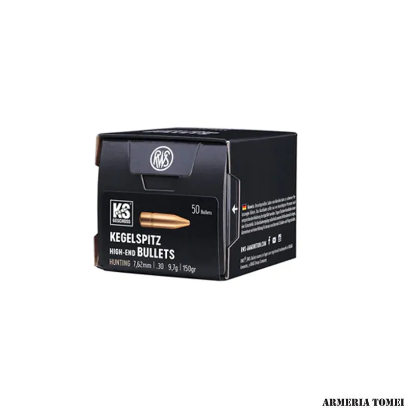 PALLE DA RICARICA - RWS - KEGELSPITZ Hunting 7,62mm .30 9,7g 150gr (50pz)