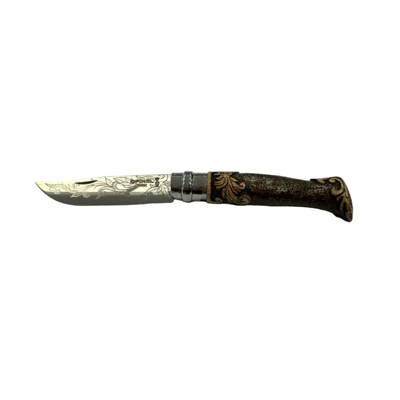 COLTELLO - OPINEL - N.8 INOX ORNAMENTI INTARSATO A MANO