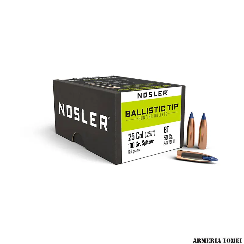 NOSLER - PALLE - BALLISTIC TIP® Hunting 25 Cal (.257 ") BT 100gr Spitzer 6,4g (50pz) -25100