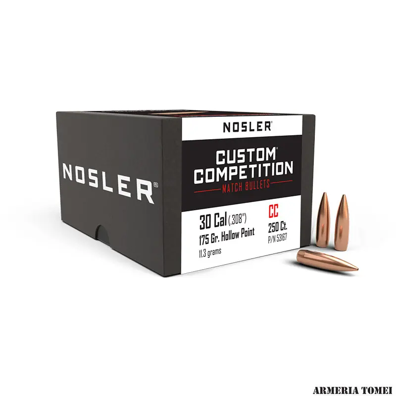 NOSLER - PALLE - CUSTOM COMPETITION 30 CAL (.308 ") 175GR HPBT / 11.3GR (250 PZ)