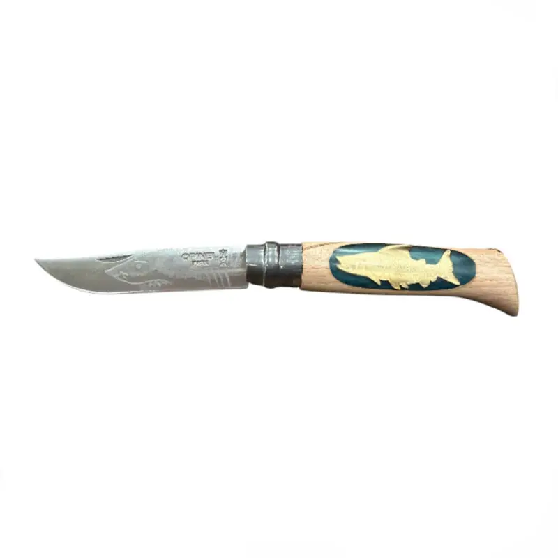 COLTELLO - OPINEL - N.8 INOX REALIZZATO A MANO CON LUCCIO + SAMPEI