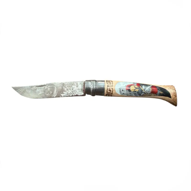 COLTELLO - OPINEL - N.10 INOX REALIZZATO A MANO SPARTANO + LEONE