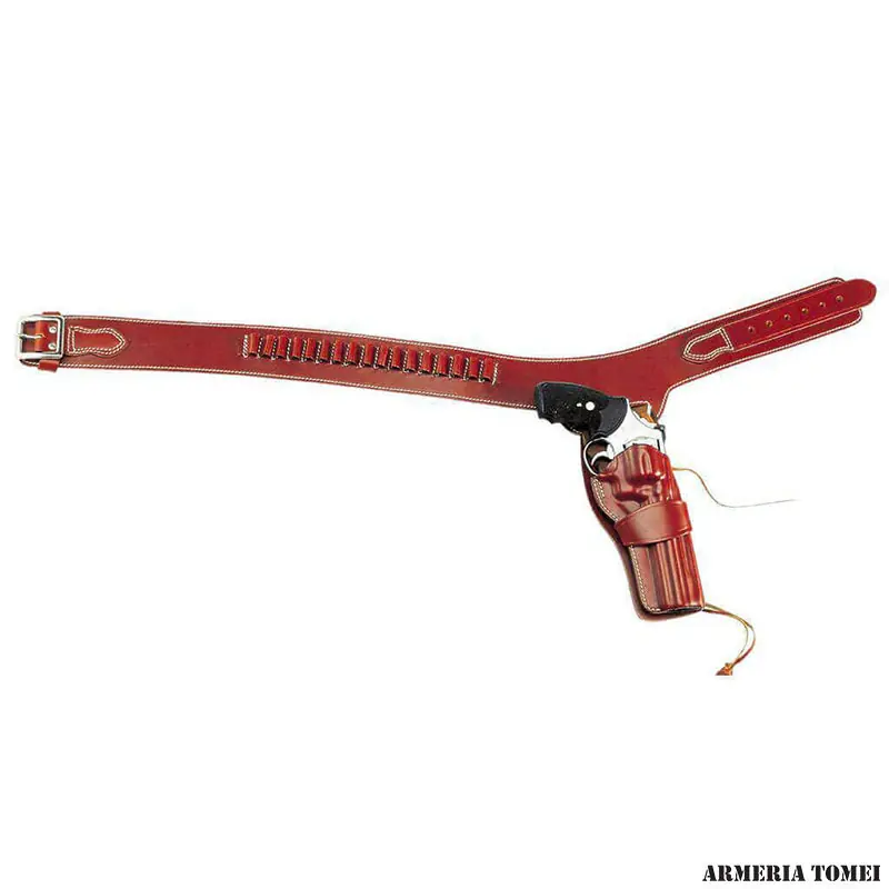 VEGA HOLSTER - 1CA CINTURONE WESTERN IN CUOIO CON CELLE E FONDINA