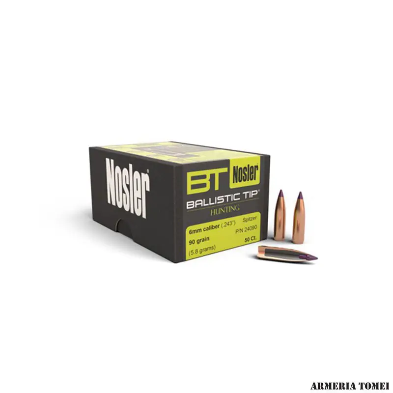 PALLE - NOSLER - BALLISTIC TIP HUNTING 6mm caliber (.243 ") Spitzer 90 grain (5.8 grams) (50pz)
