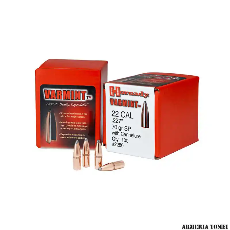 PALLE DA RICARICA - HORNADY - 22 Cal .224 55 gr SP (100 PZ)