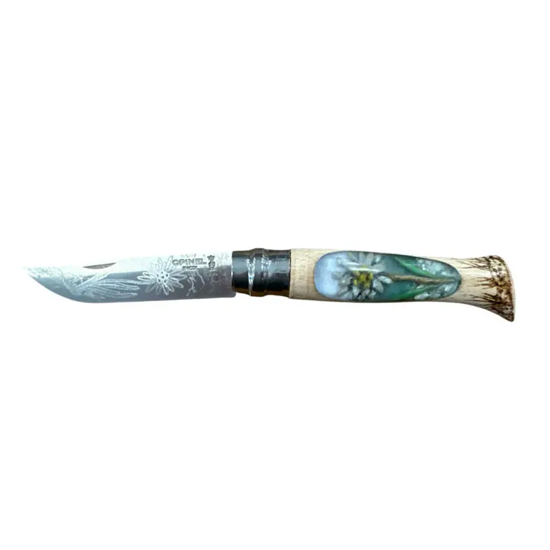 COLTELLO - OPINEL - N.9 INOX REALIZZATO A MANO CON STELLA ALPINA