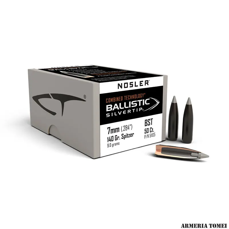 PALLE - NOSLER - BALLISTIC SILVER TIP 7mm caliber (.284 ") Spitzer 140gr (9.0 grams) (50pz)