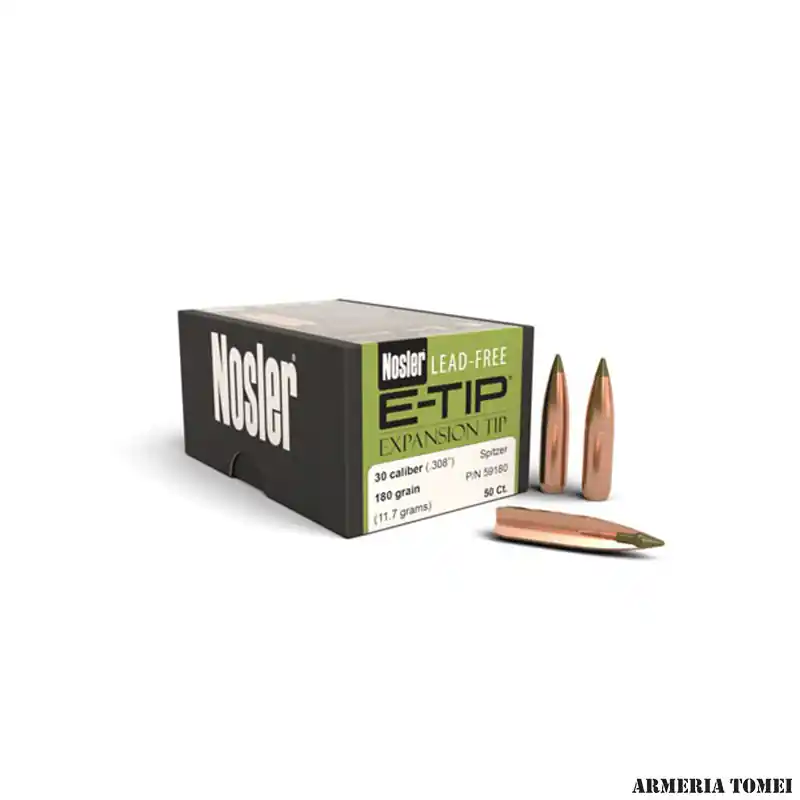 NOSLER - PALLE - EXPANSION TIP 30 caliber (.308 ") Spitzer 180grain (11.7grams)