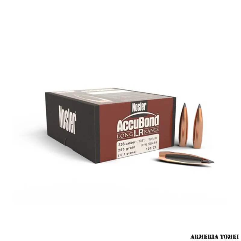 PALLE - NOSLER - ACCUBOND LONG RANGE 338 Cal (.338 ") ABLR 265Gr. Spitzer (17.1grams) (100 PZ)