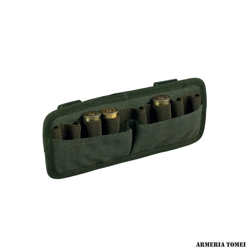 RISERVA - PORTA CARTUCCE CON PASSANTI SUL RETRO IN COTONE VERDE CAL. 12/20/28 8 CELLE