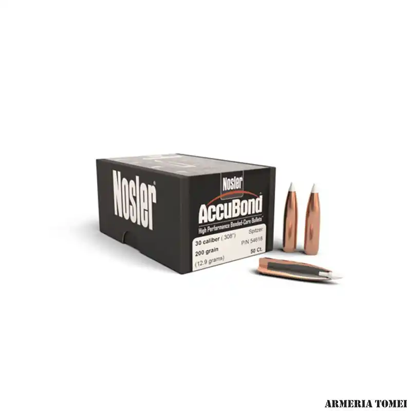 PALLE - NOSLER - 30 caliber (.308 ") Spitzer 200gr (12.9grams) (50PZ) -54618